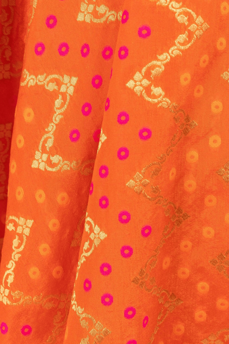 Orange Lehenga with Tie Back Blouse-[comfort-first-design]-[lightweight]-Raas