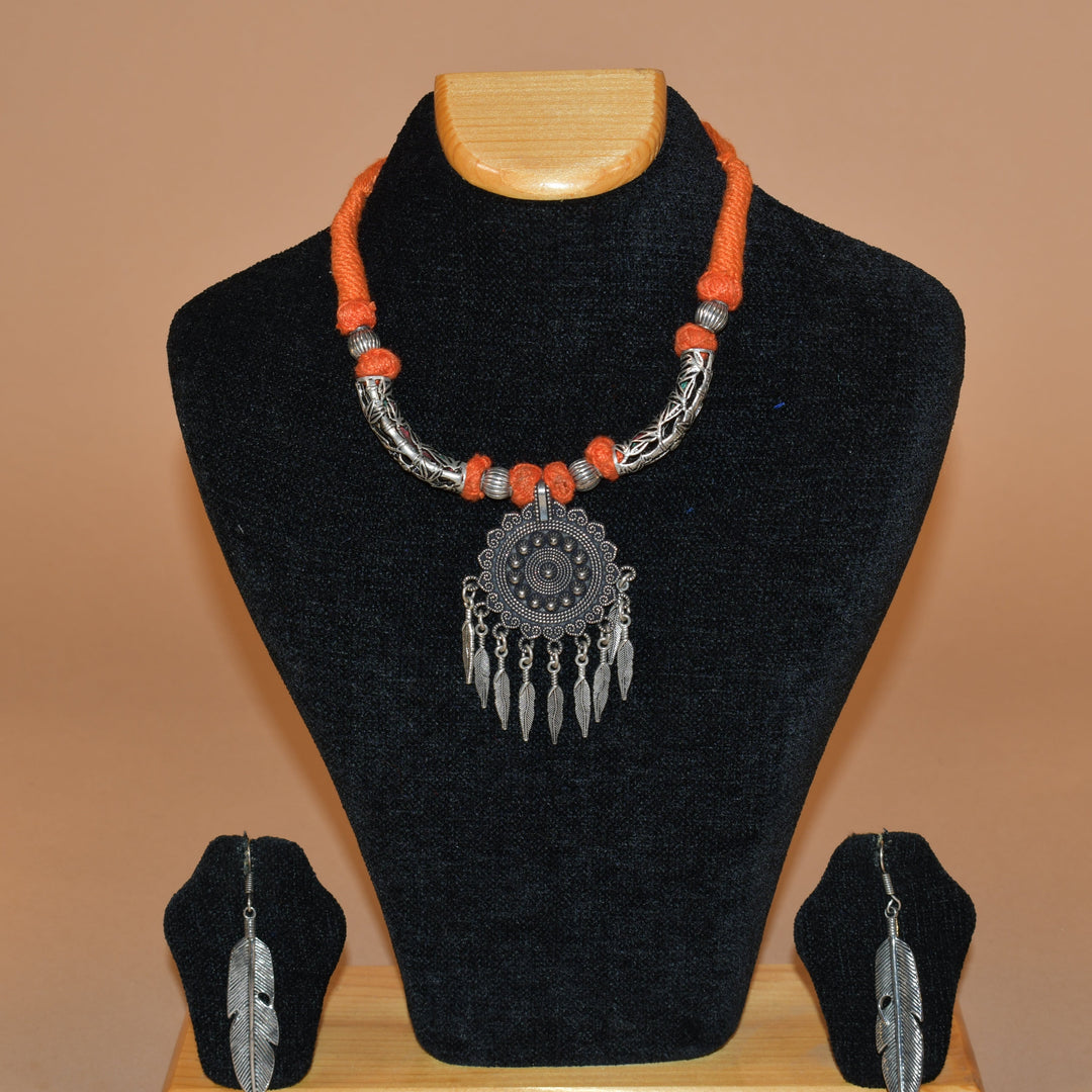 Orange Circular Necklace Set