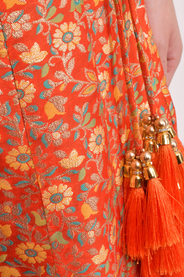 Orla Orange Brocade Lehenga Choli Set