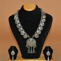 Oxidized Embellished Necklace with Matching Earrings FASHION JEWELRY RAAS