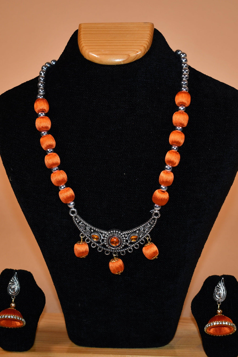 Oxidized Orange Beaded Neckplace Set FASHION JEWELRY RAAS
