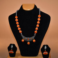 Oxidized Orange Beaded Neckplace Set FASHION JEWELRY RAAS
