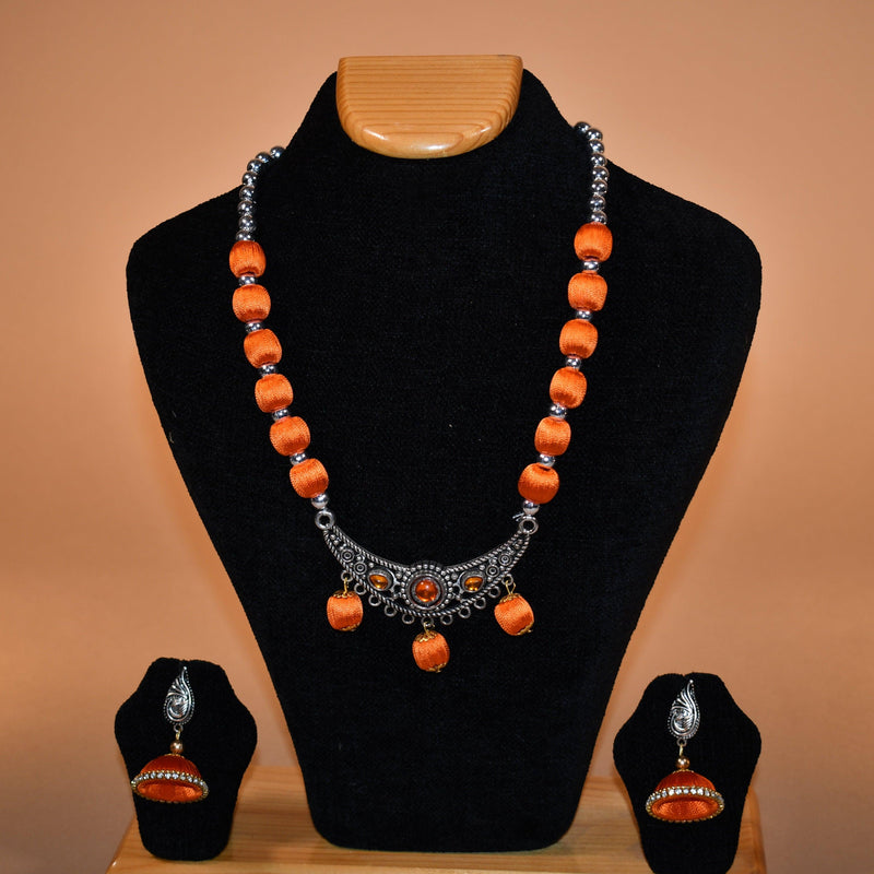 Oxidized Orange Beaded Neckplace Set FASHION JEWELRY RAAS