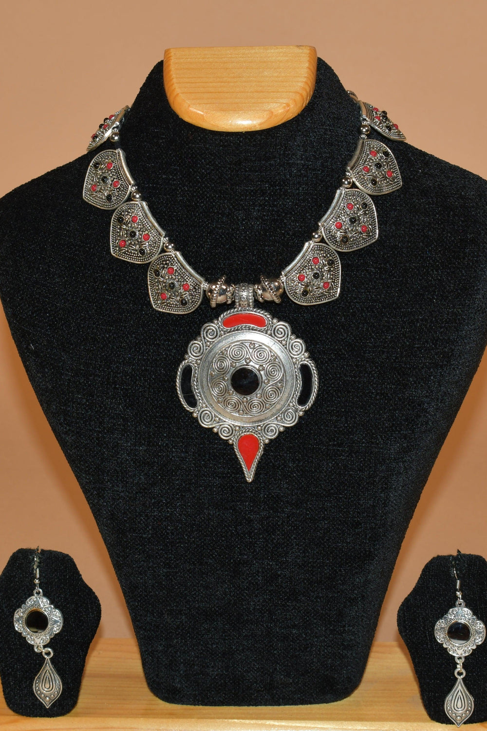 Oxidized Royal Circular Necklace Set FASHION JEWELRY RAAS