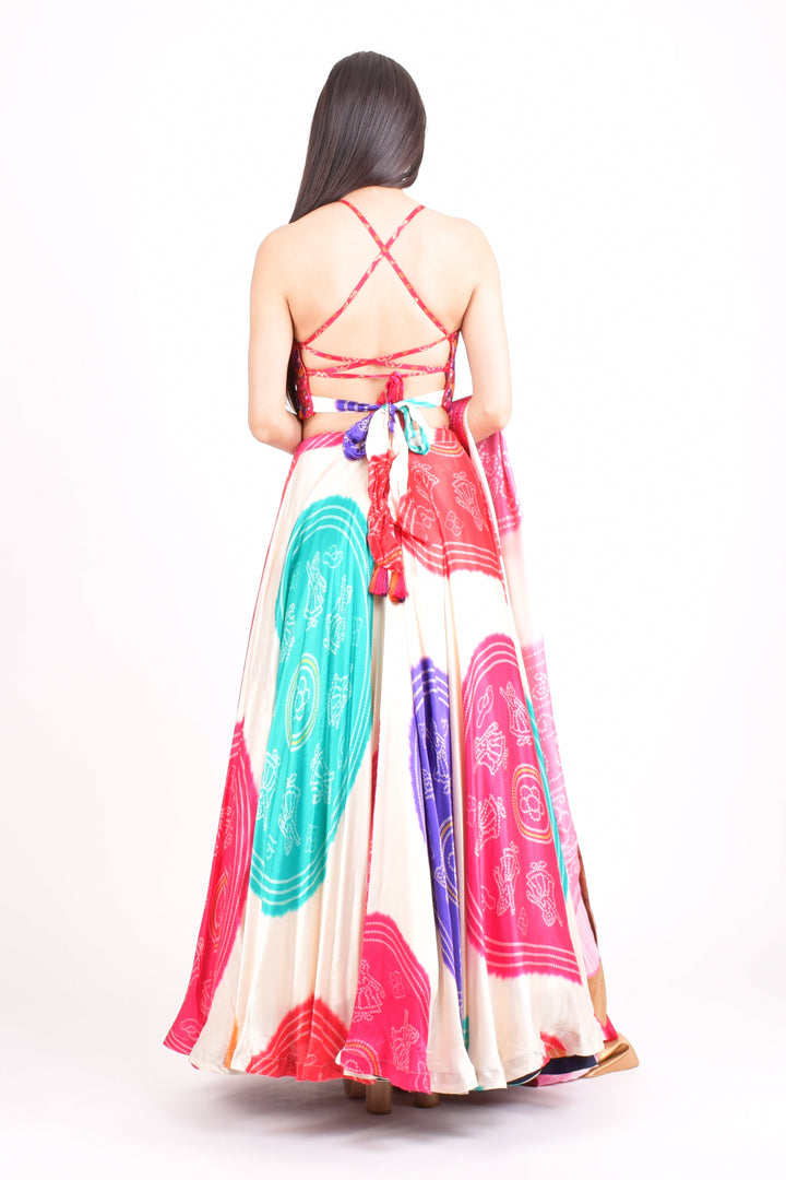 Pari Gaji Silk Bandhani Chaniya Choli-[mirror work]-Raas