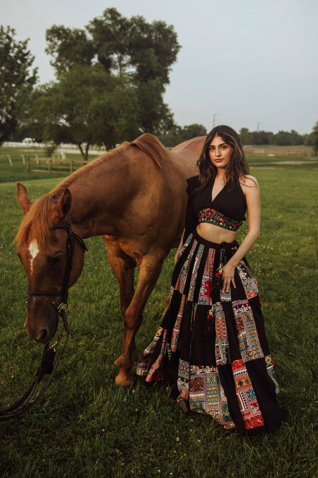 Peyton Black Halter Chaniya Choli-Chaniya choli-[chaniya choli]-[lehenga choli]