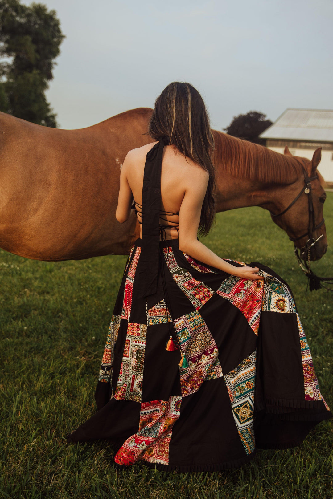 Peyton Black Halter Chaniya Choli-Chaniya choli-[chaniya choli]-[lehenga choli]