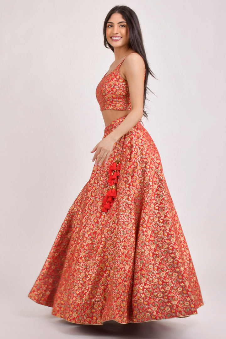 Phoenix Banarasi Red Lehenga Choli with Jacket