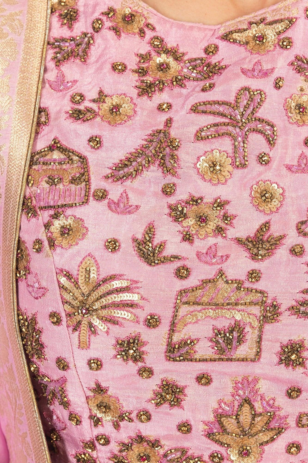 Pink Banarasi Silk Lehenga Choli Set-[comfort-first-design]-[lightweight]-Raas