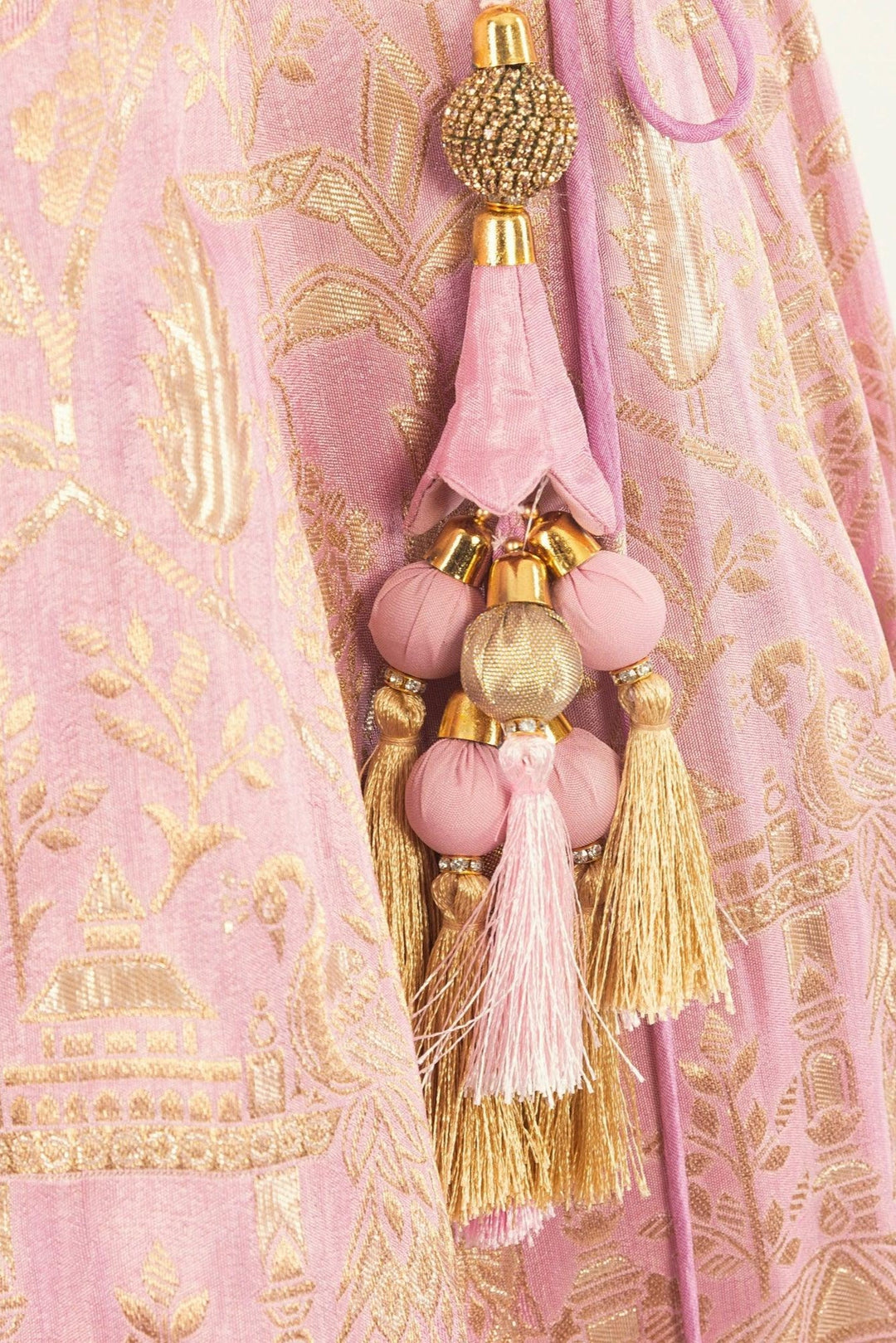 Pink Banarasi Silk Lehenga Choli Set-Raas USA