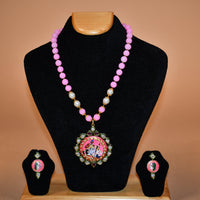 Pink Krishna Necklace with Complementing Earrings FASHION JEWELRY RAAS