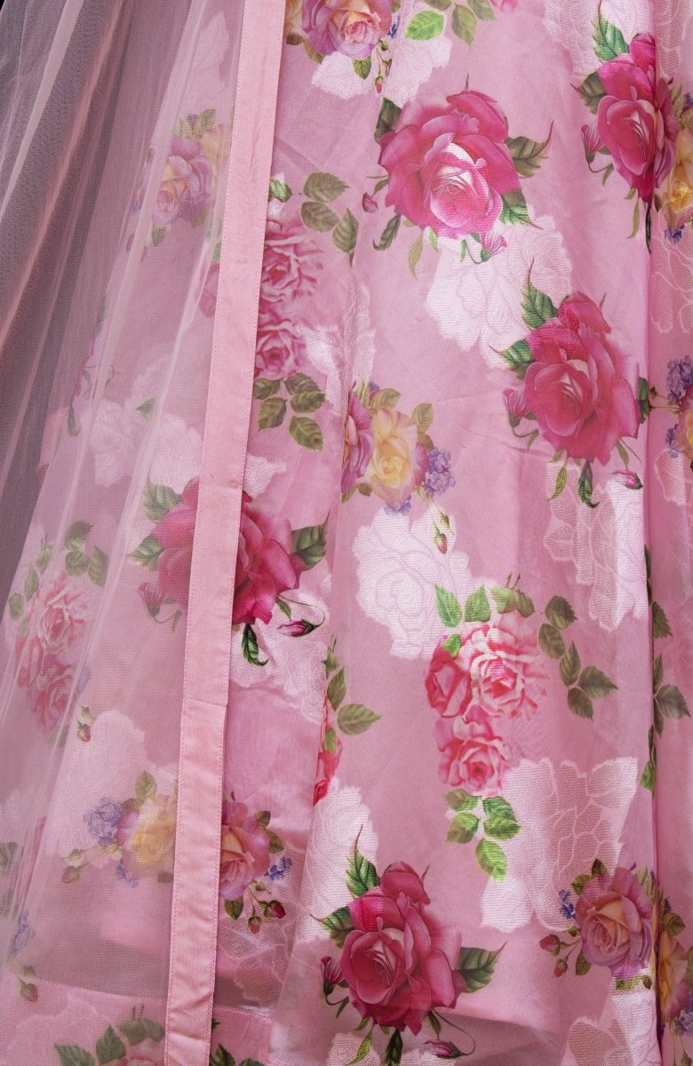 Pink Organza Silk Lehenga Choli-[mehendi outfit]-Raas
