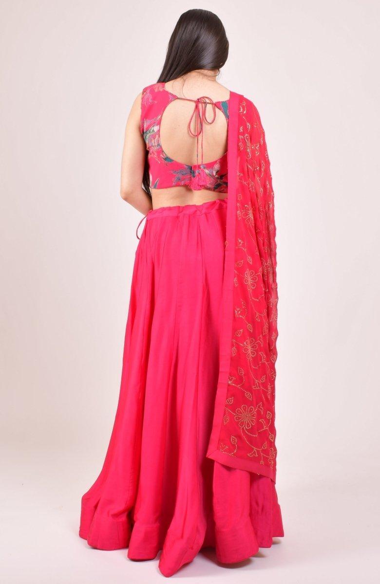 Hot Pink Floral Chaniya Choli for Garba