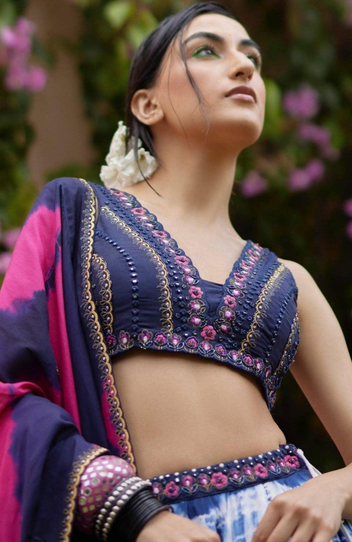 Pink Tie Dye Lehenga Choli Set-[mehendi outfit]-Raas