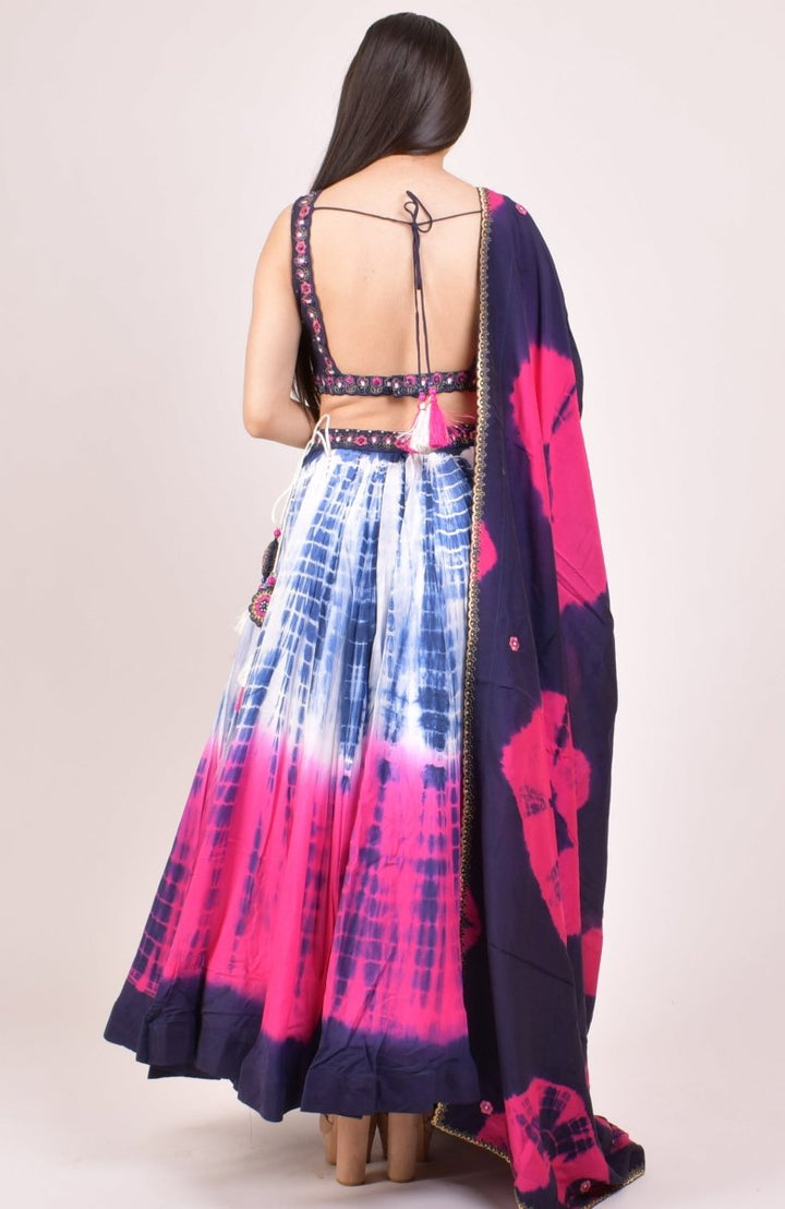 Pink Tie Dye Lehenga Choli Set-[mehendi outfit]-Raas
