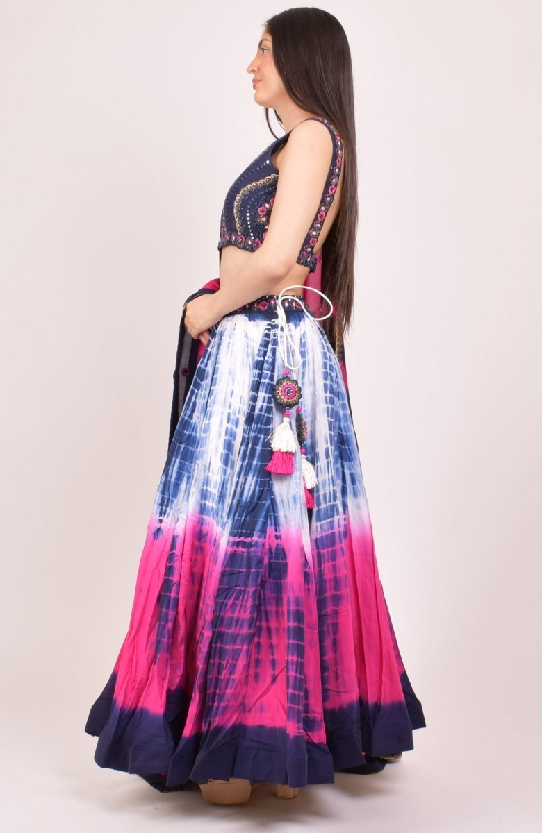 Pink Tie Dye Lehenga Choli Set-[mehendi outfit]-Raas