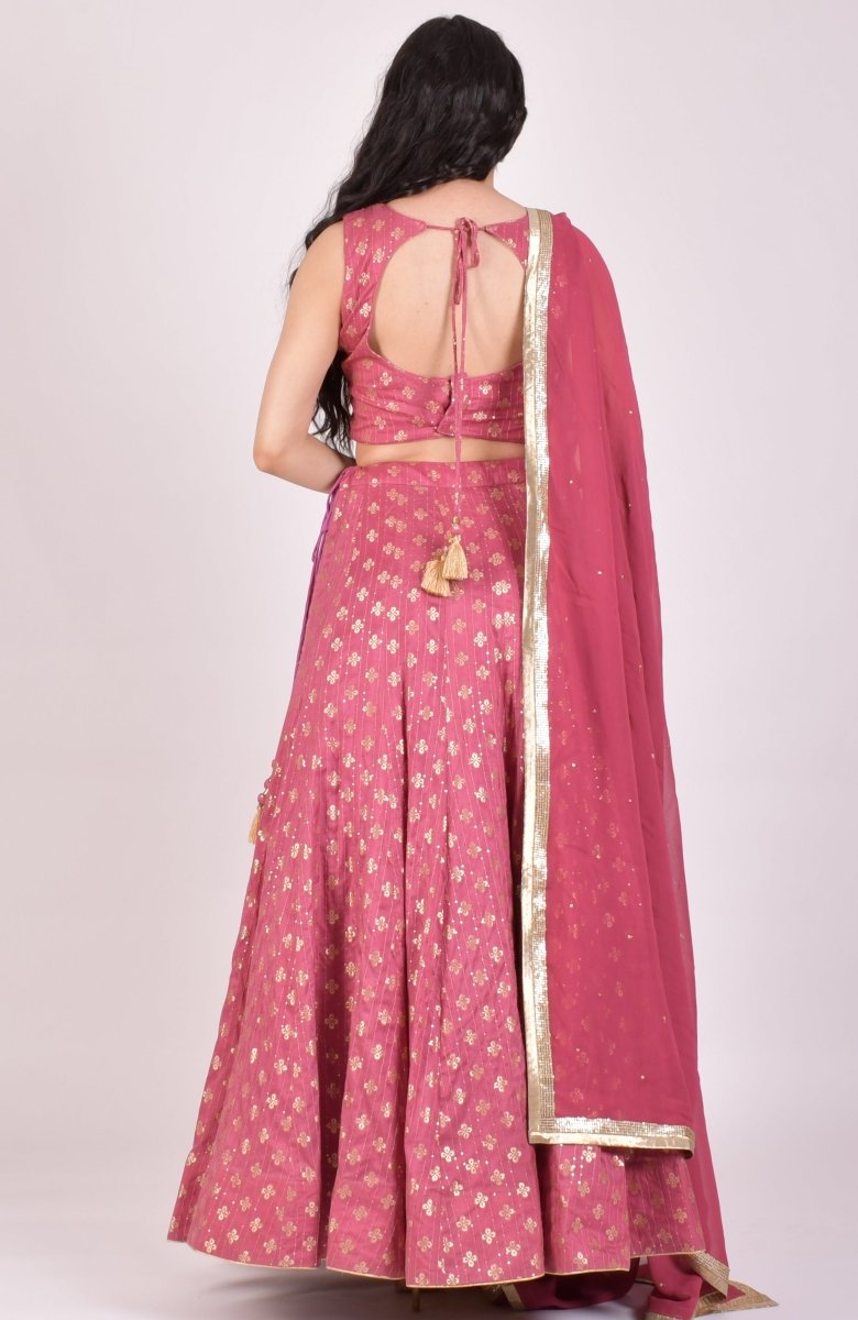 Dusty Pink Sequin Chaniya Choli With Dupatta