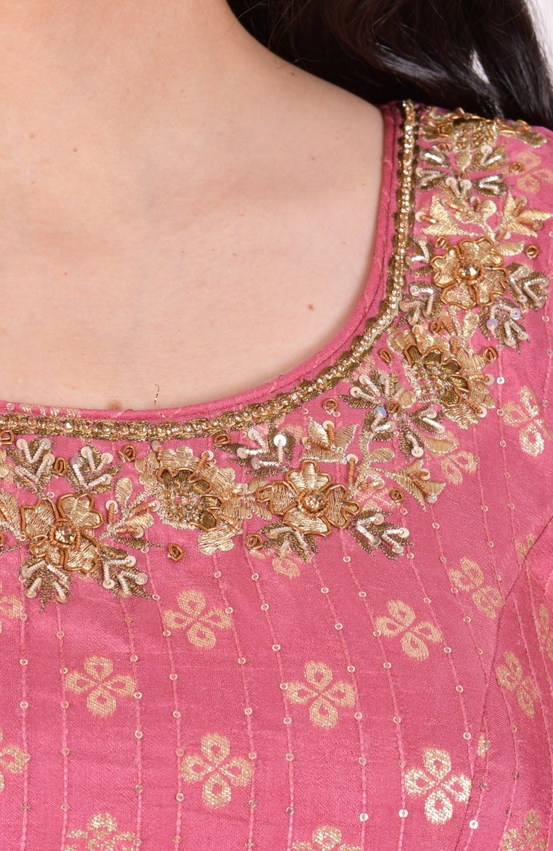 Dusty Pink Sequin Chaniya Choli With Dupatta