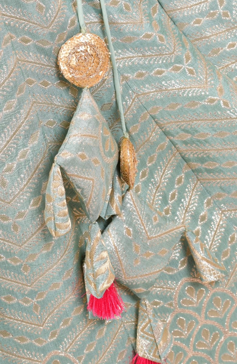 Pista Banarasi Lehenga Set-[mehendi outfit]-Raas