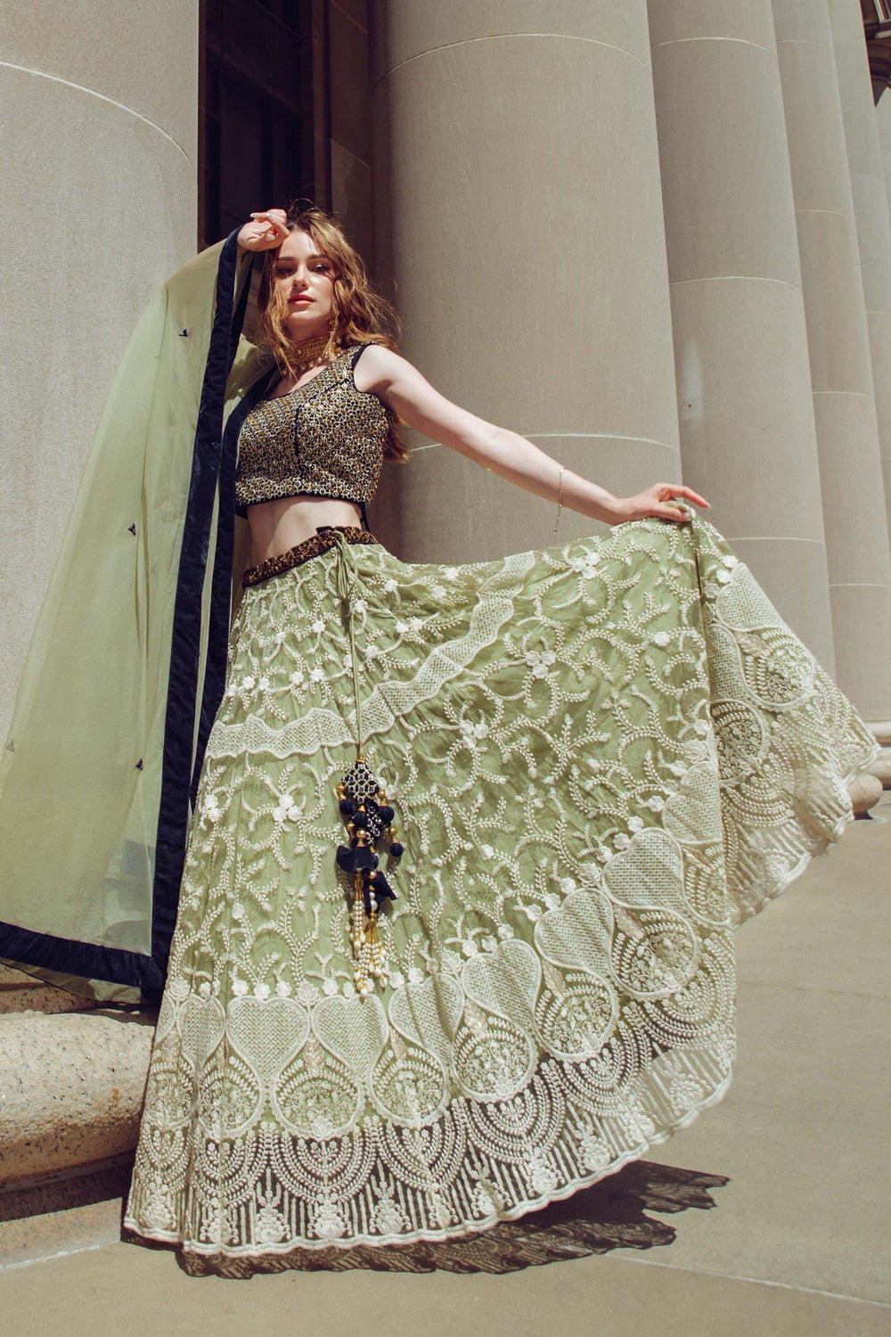 Pista Lehenga Choli with Heavy Embroidery lehenga choli RAAS