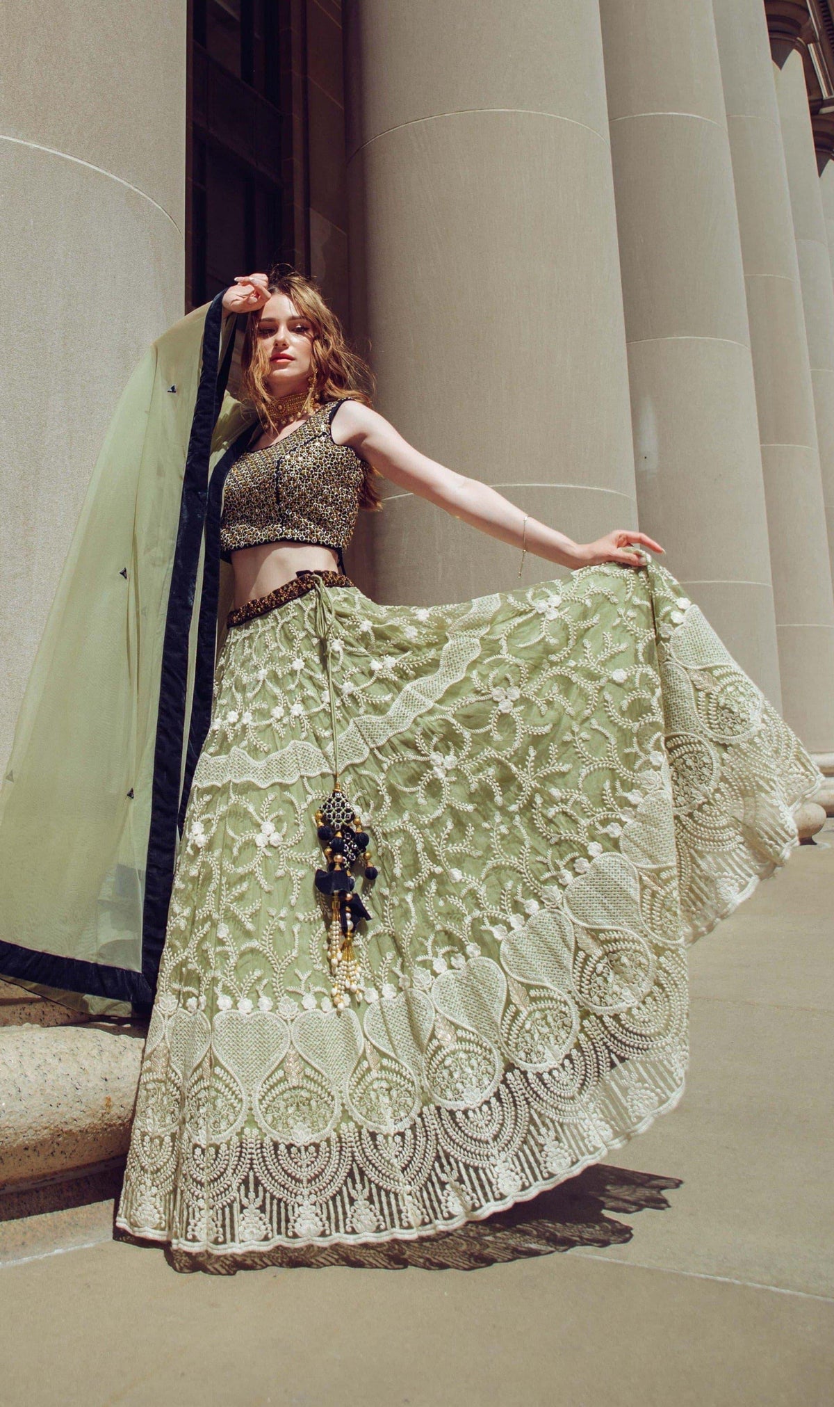 Pista Lehenga Choli with Heavy Embroidery lehenga choli RAAS