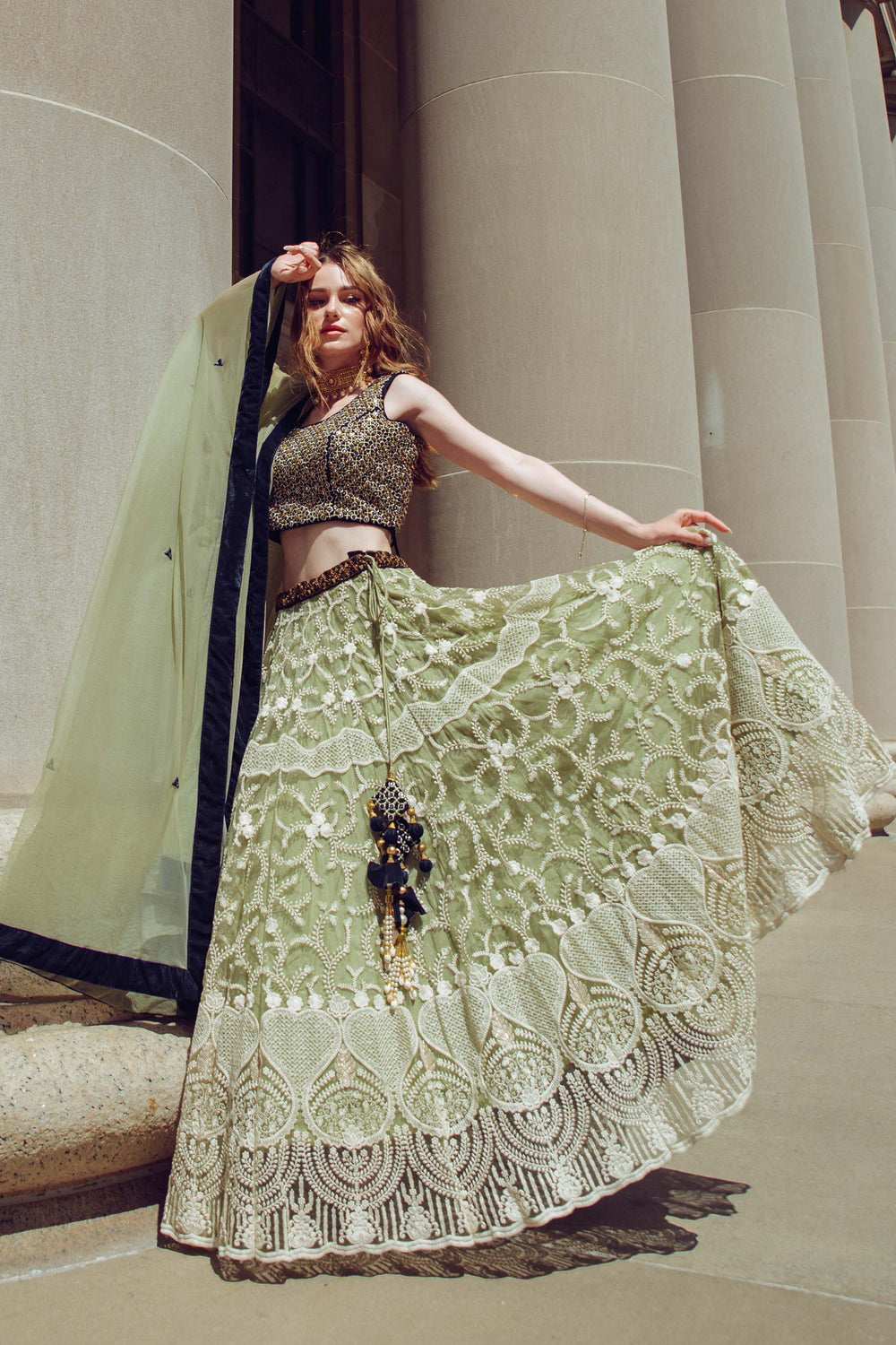 Pista Lehenga Choli with Heavy Embroidery lehenga choli RAAS