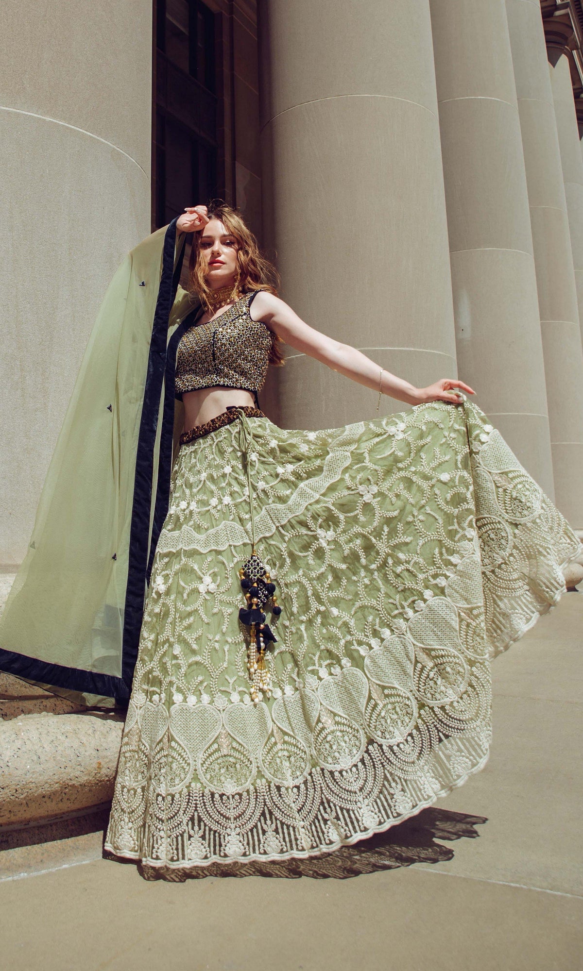 Pista Lehenga Choli with Heavy Embroidery lehenga choli RAAS