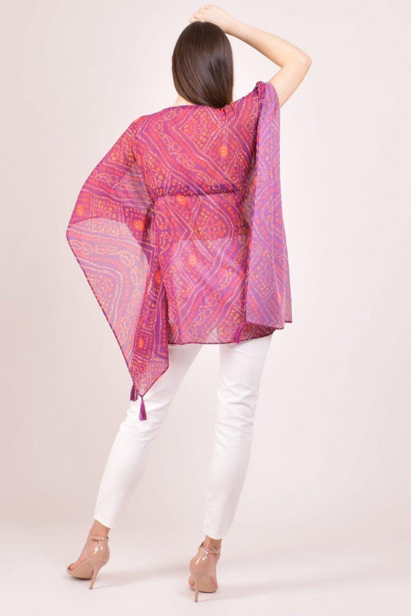 Purple Bandhani Print Georgette Kaftan Top KAFTAN RAAS