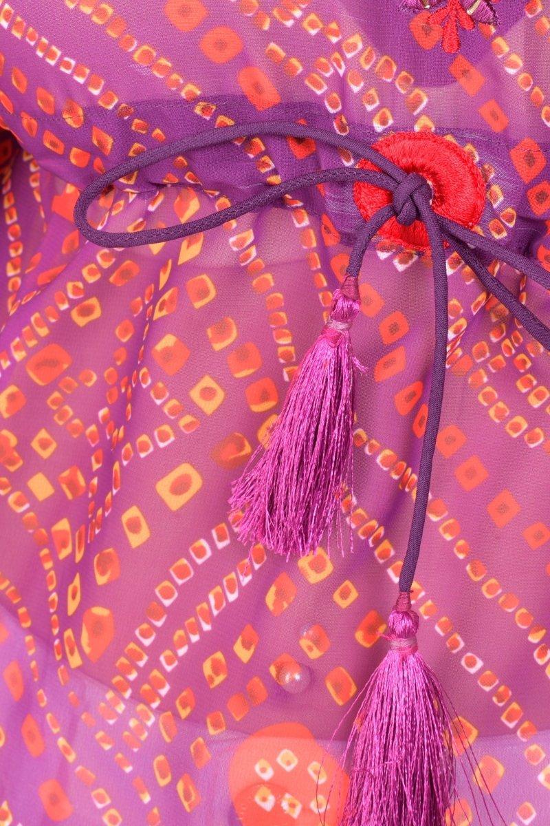 Purple Bandhani Print Georgette Kaftan Top KAFTAN RAAS