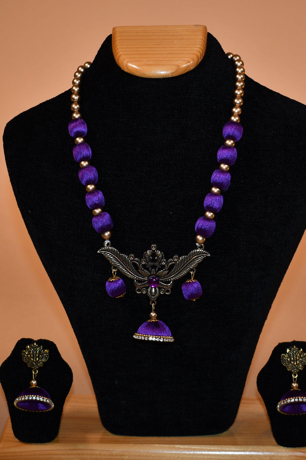 Purple Leaf Patterned Necklace Set FASHION JEWELRY RAAS