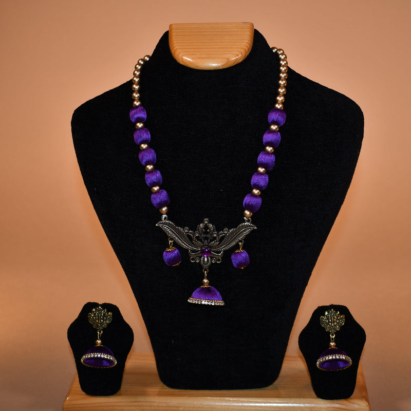 Purple Leaf Patterned Necklace Set FASHION JEWELRY RAAS