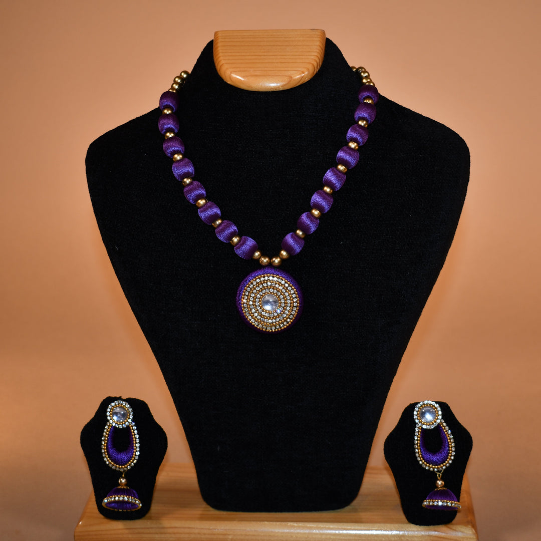 Purple Beaded Necklace Set