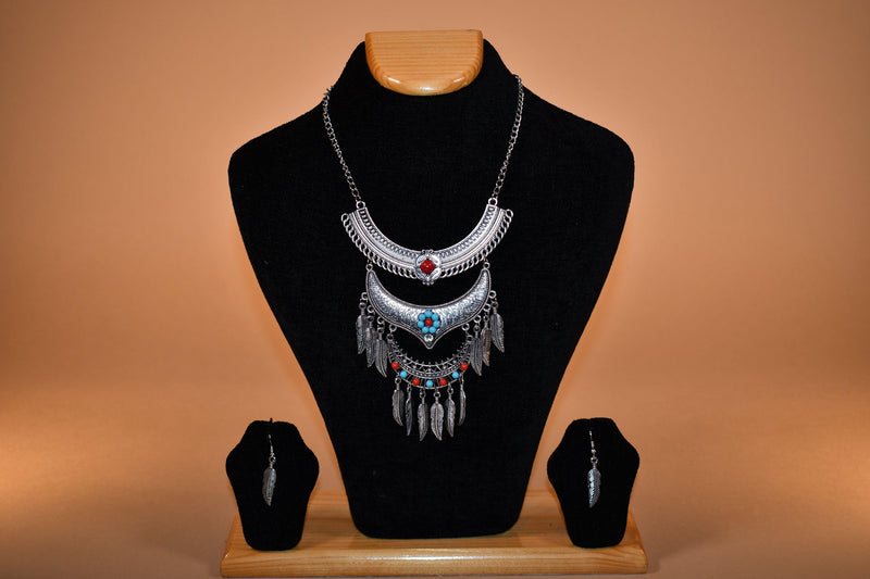 Quadruple Layered Oxidized Necklace Set FASHION JEWELRY RAAS