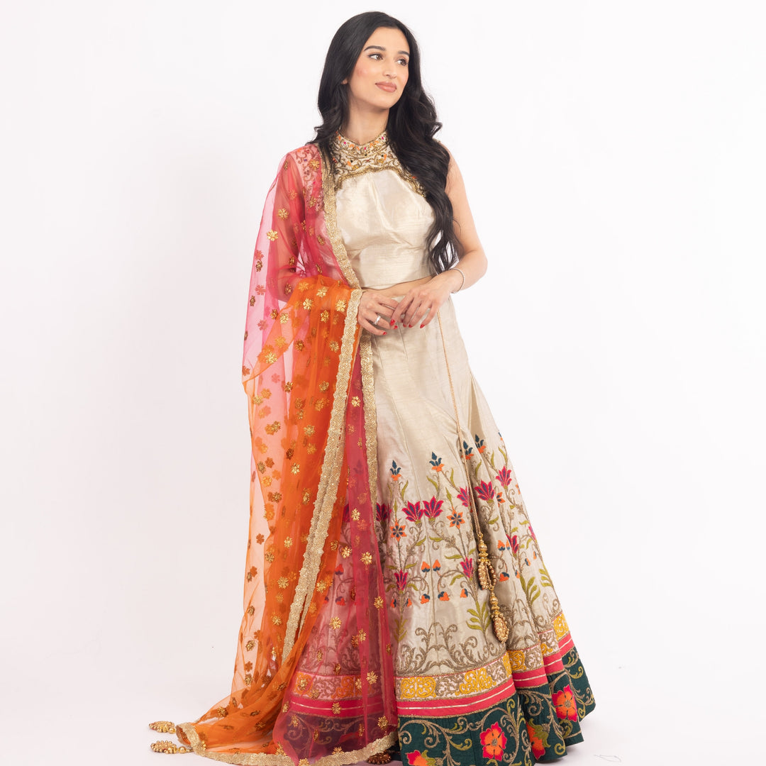 Light Brown Chaniya Choli with Sequins Embroidery