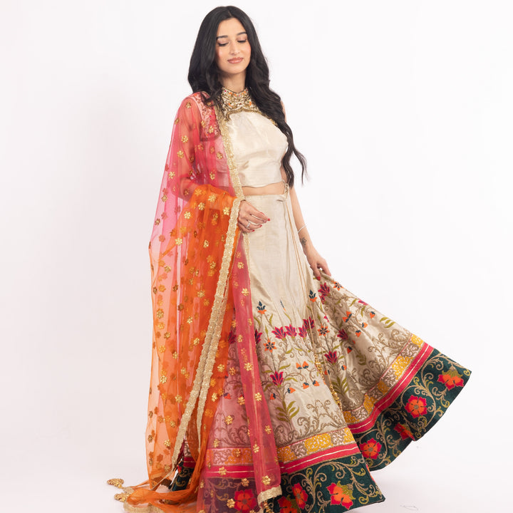 Light Brown Chaniya Choli with Sequins Embroidery