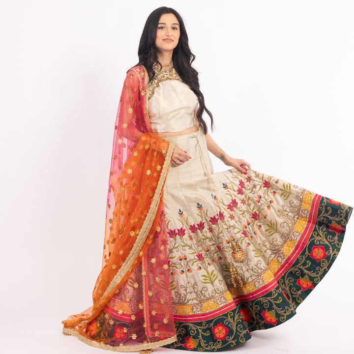 Light Brown Chaniya Choli with Sequins Embroidery