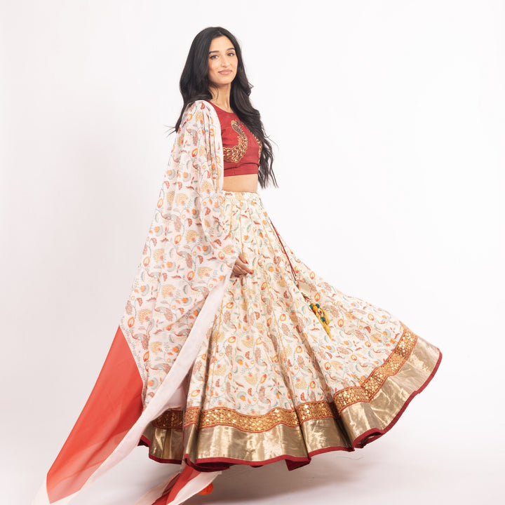 Milani Off White Lehenga Choli Set