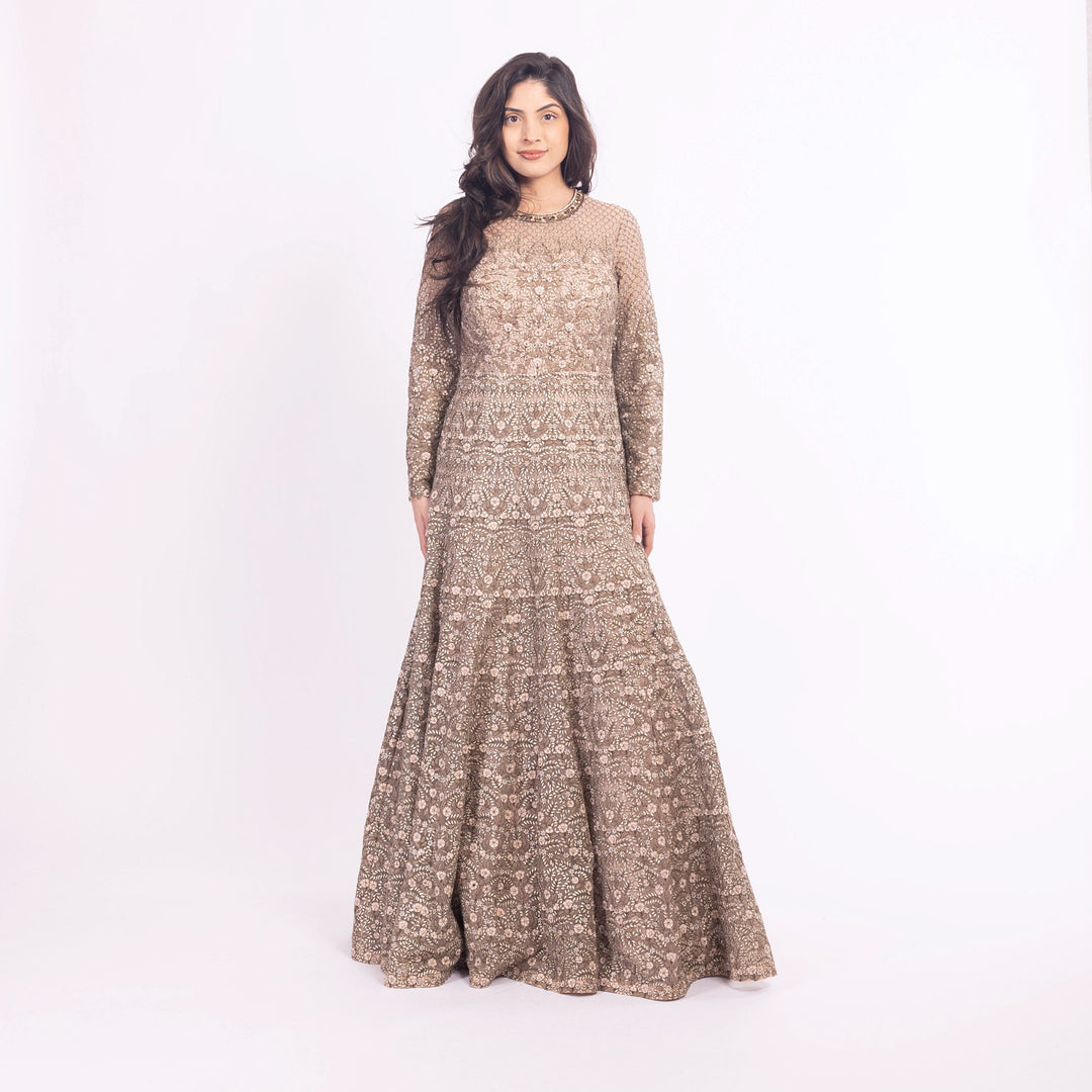 Arianell Grey Gown with Resham Embroidery