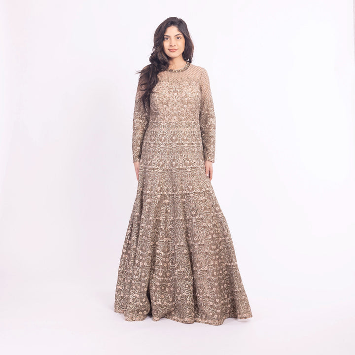 Arianell Grey Gown with Resham Embroidery