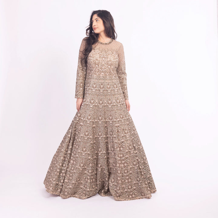 Arianell Grey Gown with Resham Embroidery