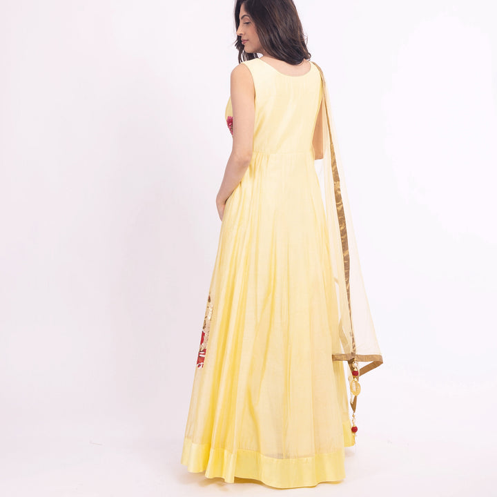 Yellow Anarkali Suit with Embroidery