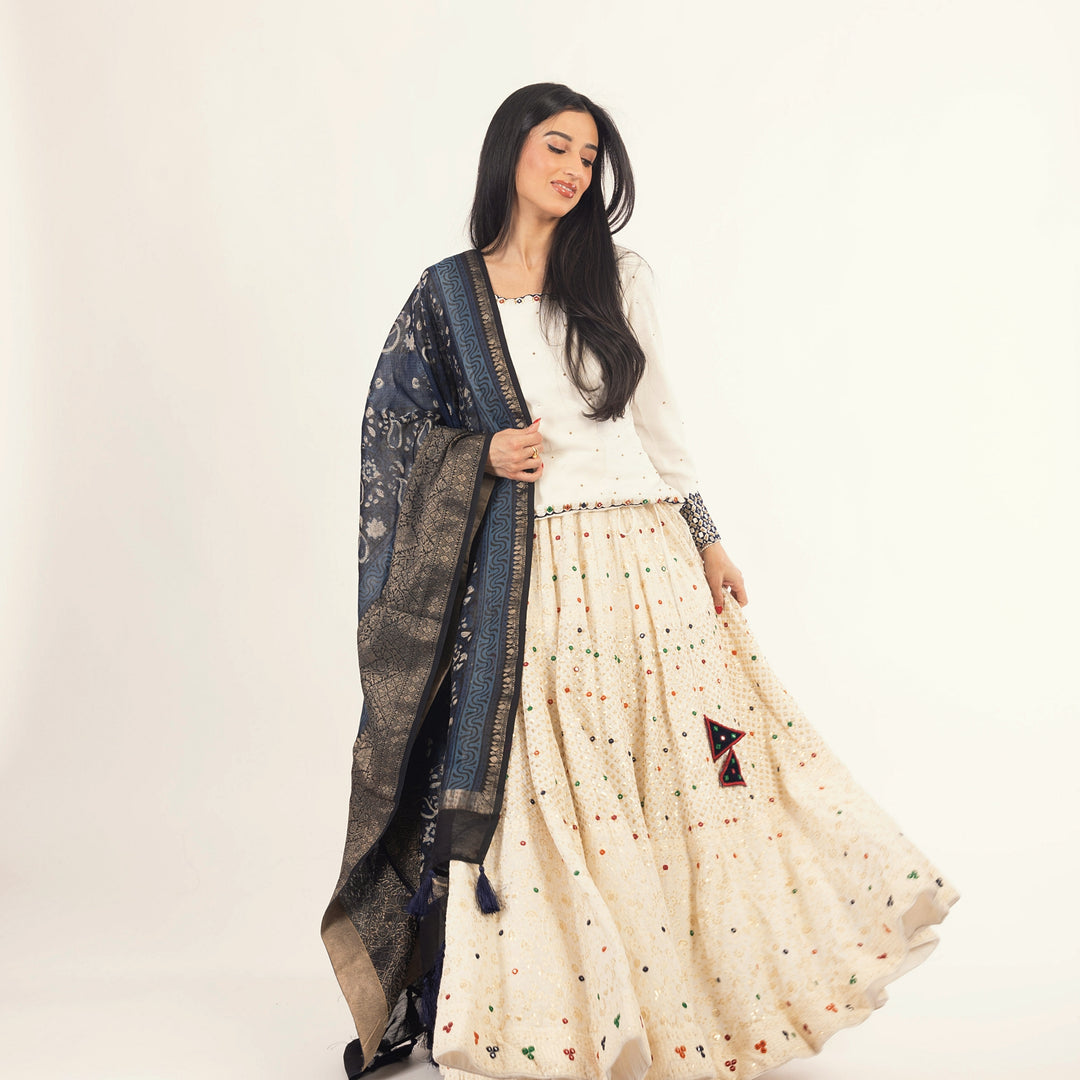 Neve White Lehenga Choli Set with Heavy Embroidery