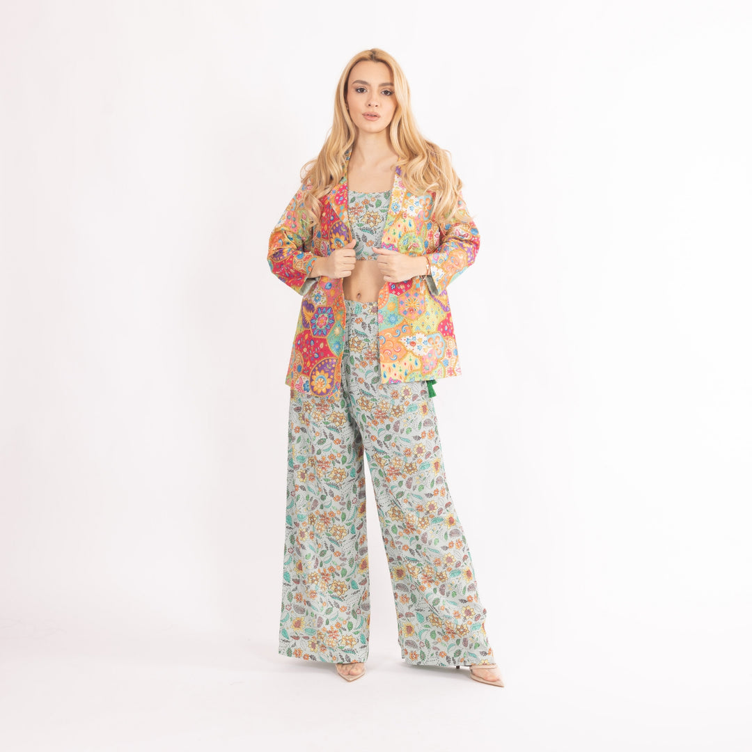 Floral Embroidered Three-Piece Set