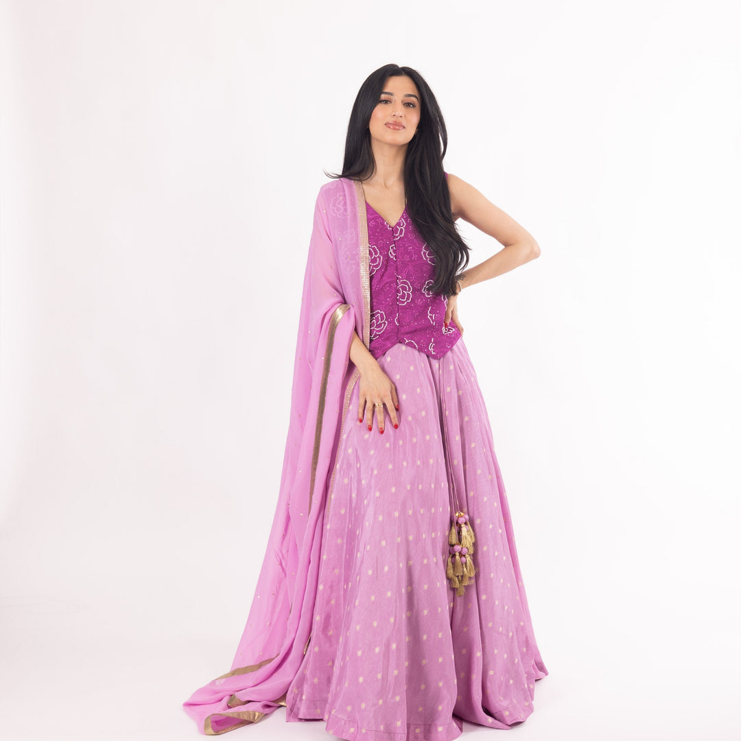 Inara Pink Lehenga with Peplum Blouse