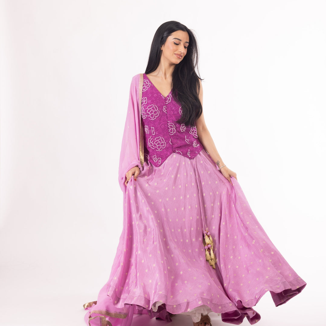 Inara Pink Lehenga with Peplum Blouse