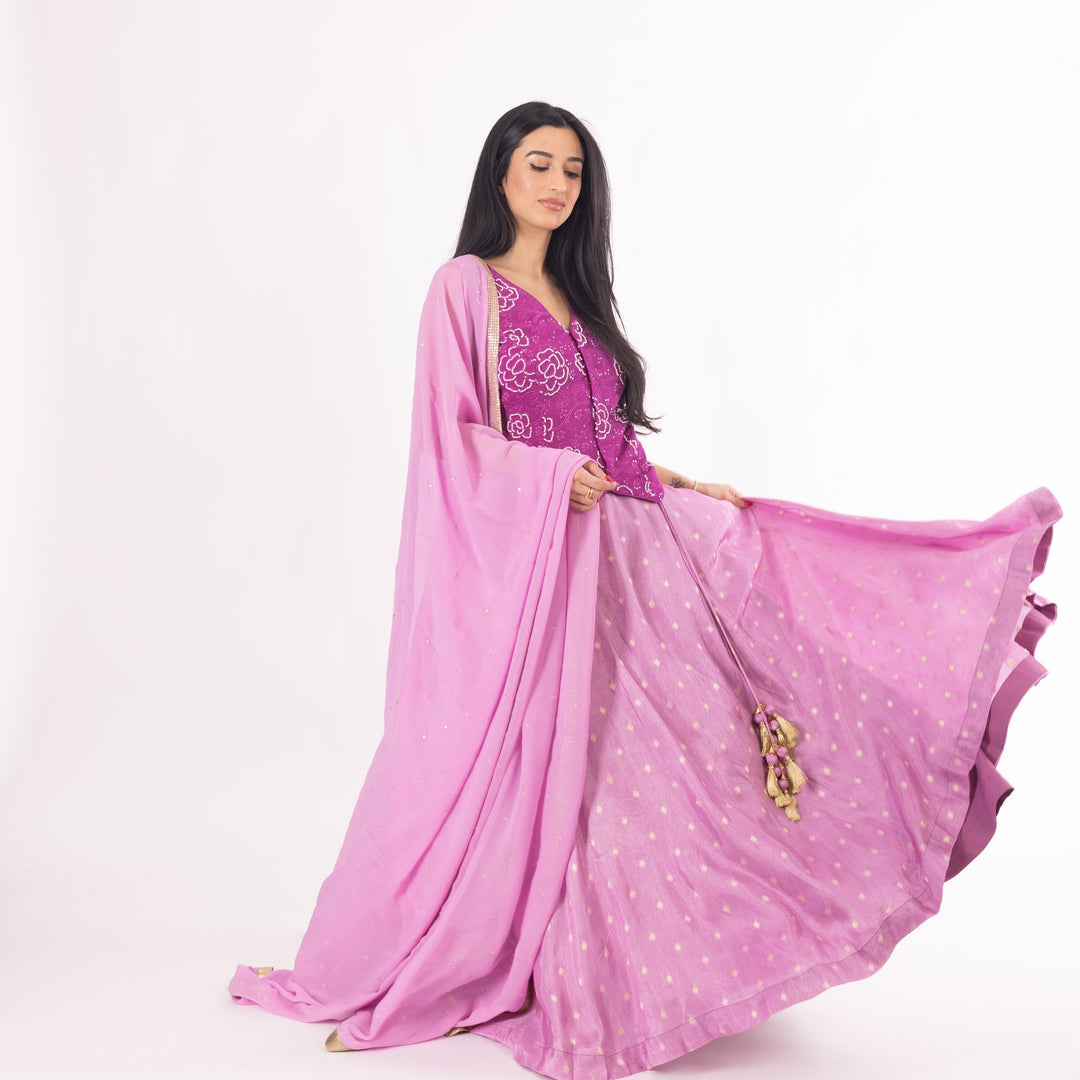 Inara Pink Lehenga with Peplum Blouse