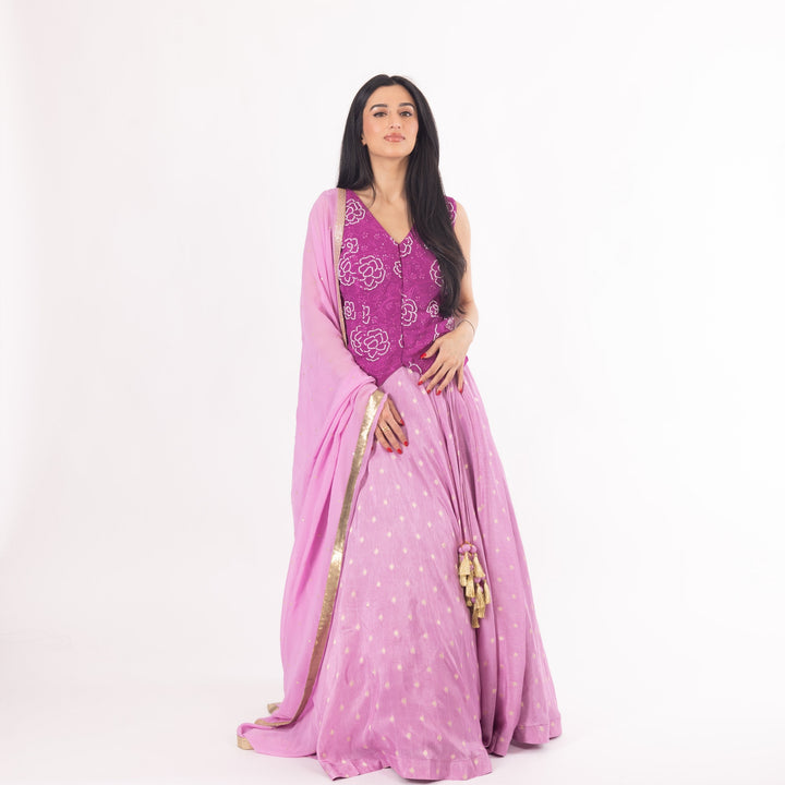 Inara Pink Lehenga with Peplum Blouse