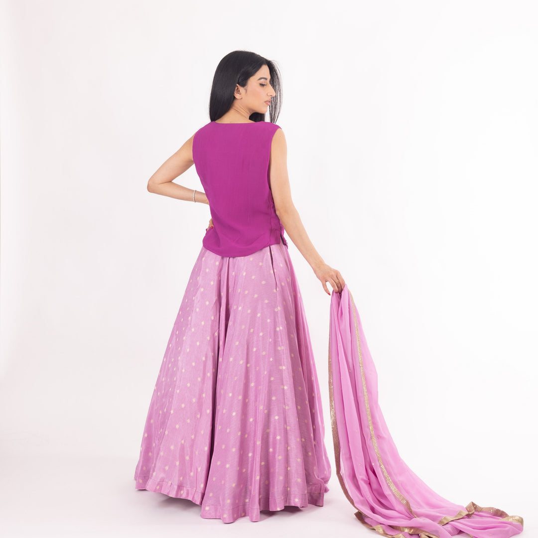 Inara Pink Lehenga with Peplum Blouse