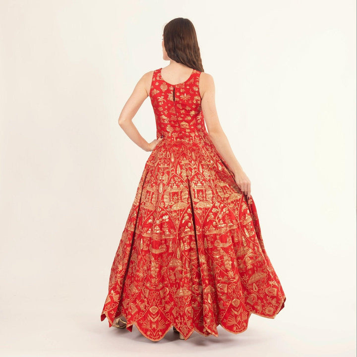 Azalea Jacquard Silk Red Gown