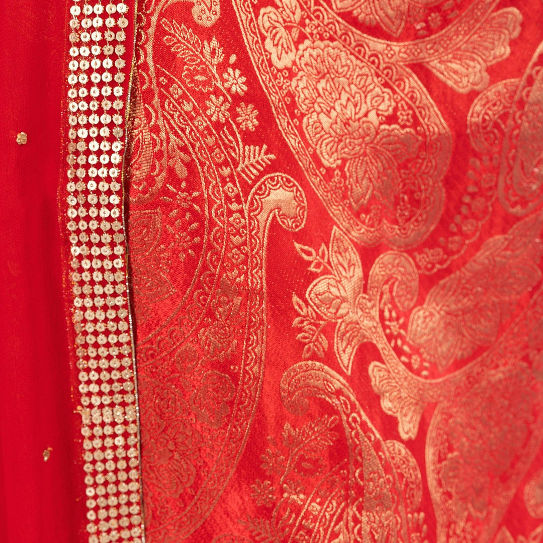 Coraline Jacquard Silk Red Salwar Kameez